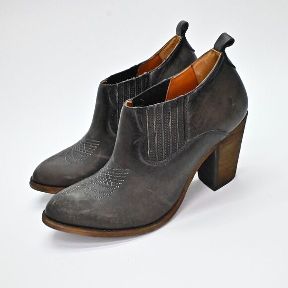 FRYE Boots Womens Sz 8 Brown Leather Ilana Shootie Western Pull On Ankle Bootie